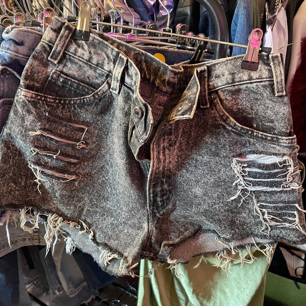 VINTAGE Levi's Black Acid Washed Denim Shorts